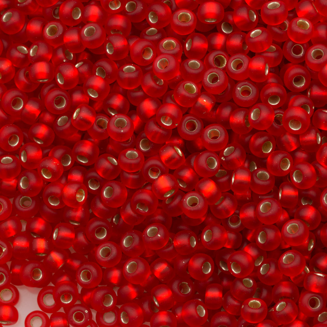 Miyuki Round Seed Bead 8/0 Matte Silver Lined Red 22g Tube (10F)