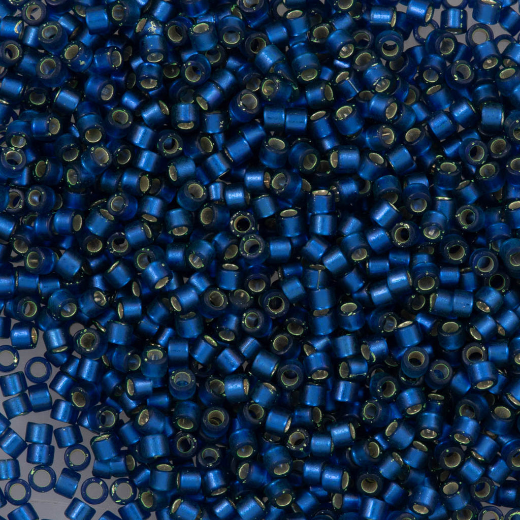 Miyuki Delica Seed Bead 11/0 Semi Matte Silver Lined Dyed Medium Blue  2-inch Tube DB693