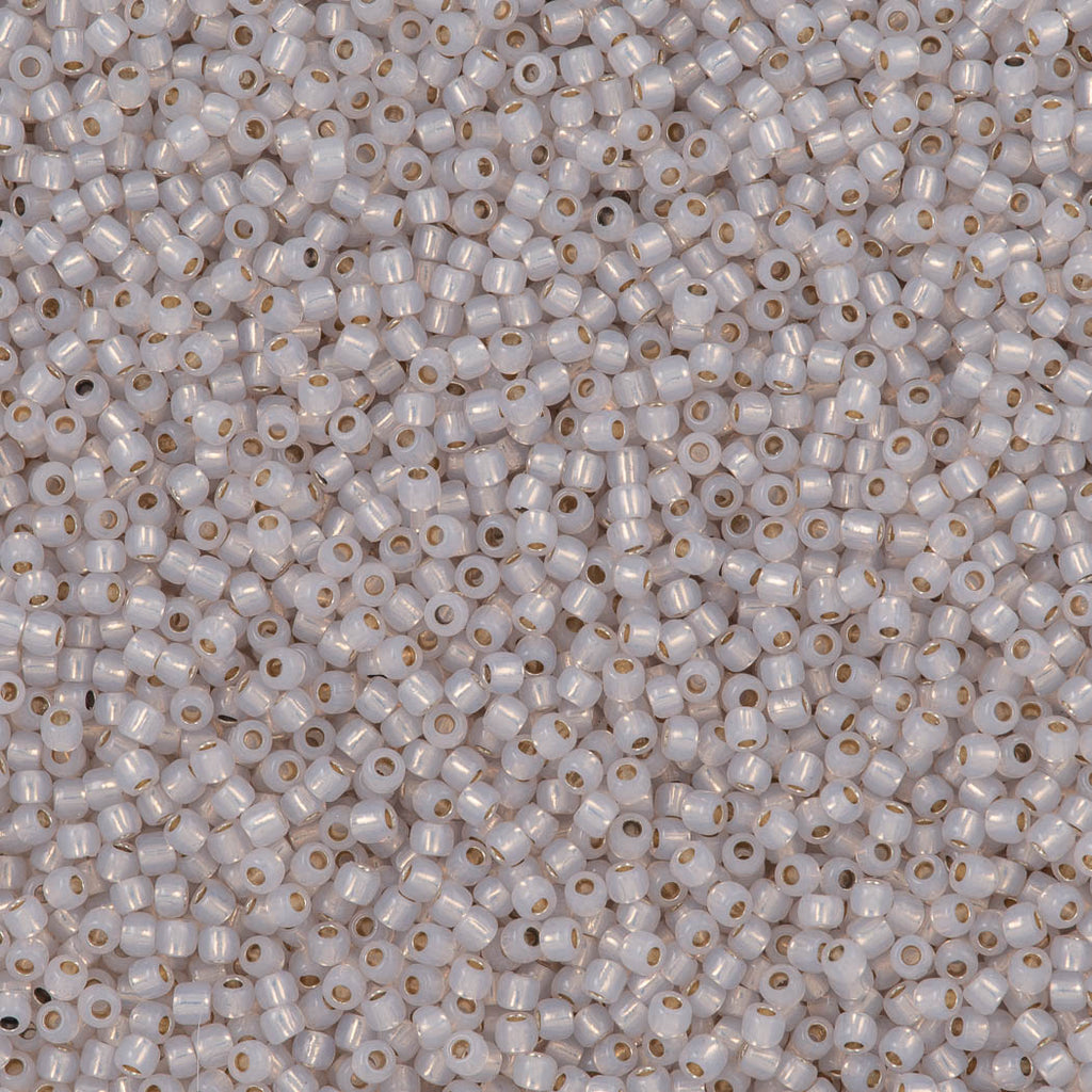 50g Toho Round Seed Bead 11/0 PermaFinish Silver Lined Milky Cloud (2101PF)