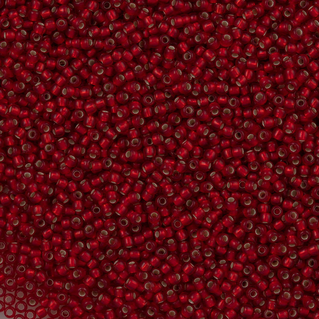 50g Toho Round Seed Beads 11/0 Matte Garnet Silver Lined (25CF)
