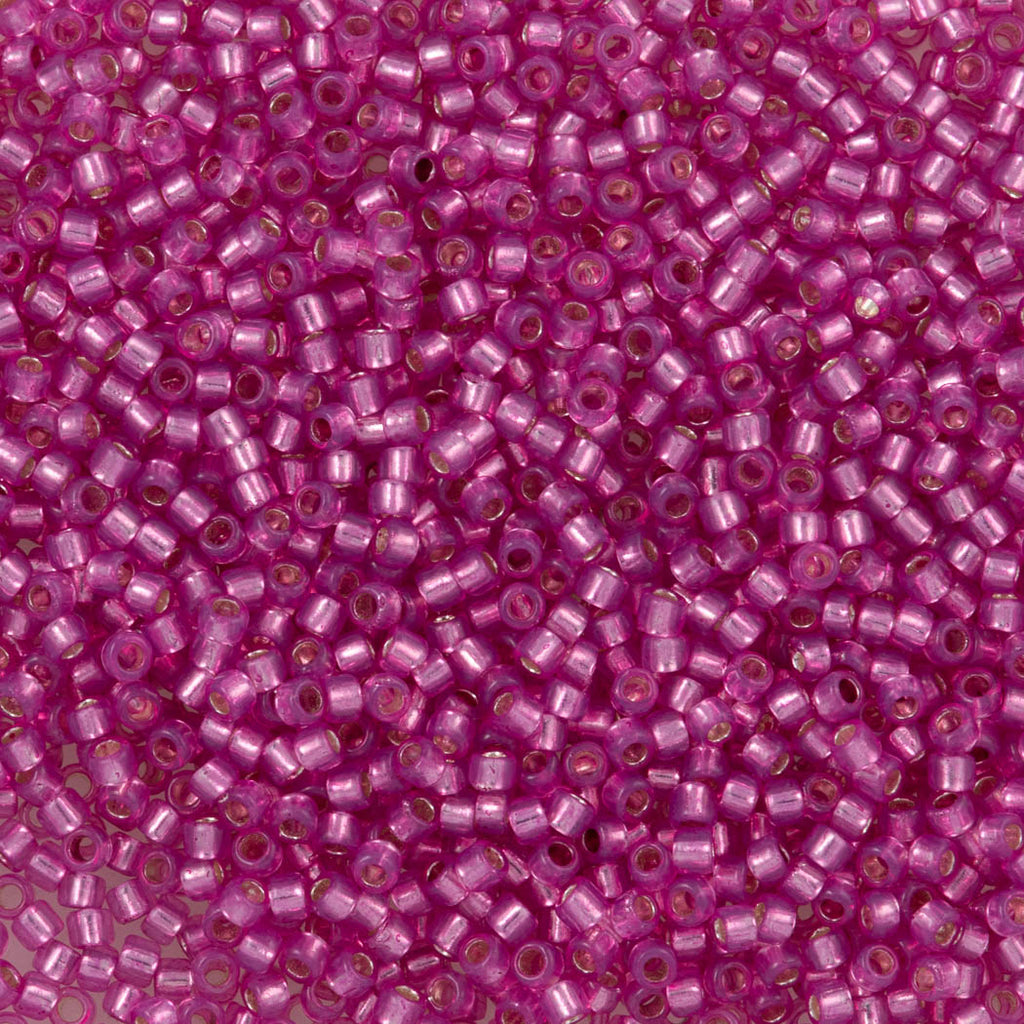 Toho Round Seed Bead 15/0 Silver Lined Milky Hot Pink (2107)