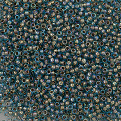 Toho Round Seed Bead 15/0 Inside Color Lined Gold Aqua AB (995)