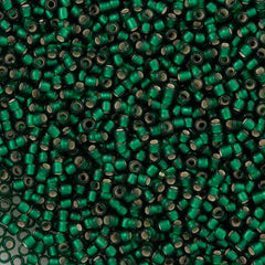 50g Toho Round Seed Bead 8/0 Silver Lined Transparent Matte Emerald (36F)