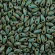 Czech Mini Dagger Persian Turquoise Bronze Picasso Beads (63150BT)