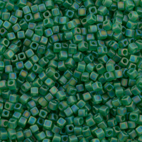 Miyuki 1.8mm Cube Seed Bead Matte Green AB (146FR)