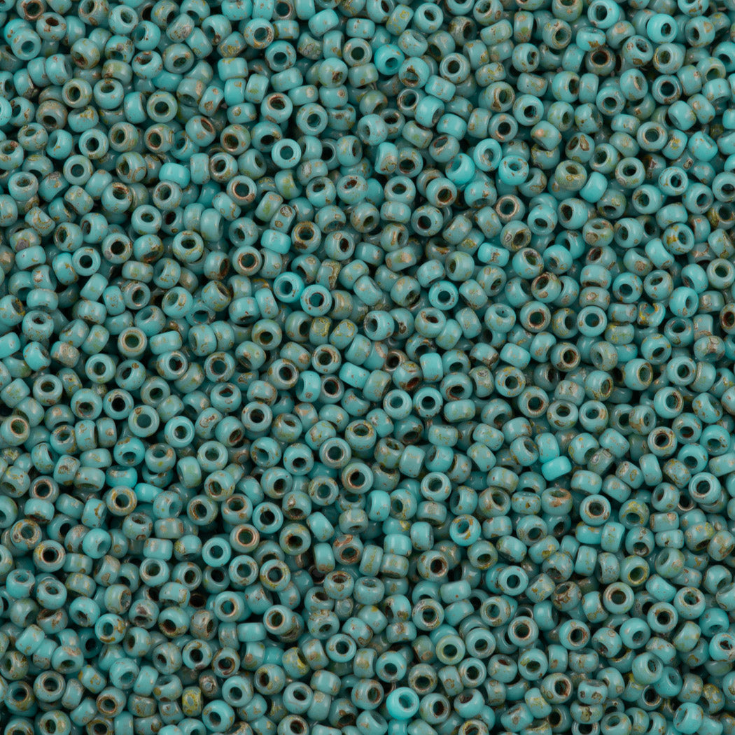 Miyuki Round Seed Bead 11/0 Opaque Seafoam Green Picasso 22g Tube (4514)
