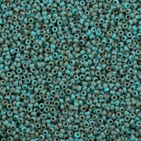 Miyuki Round Seed Bead 8/0 Opaque Seafoam Green Picasso 22g Tube (4514)