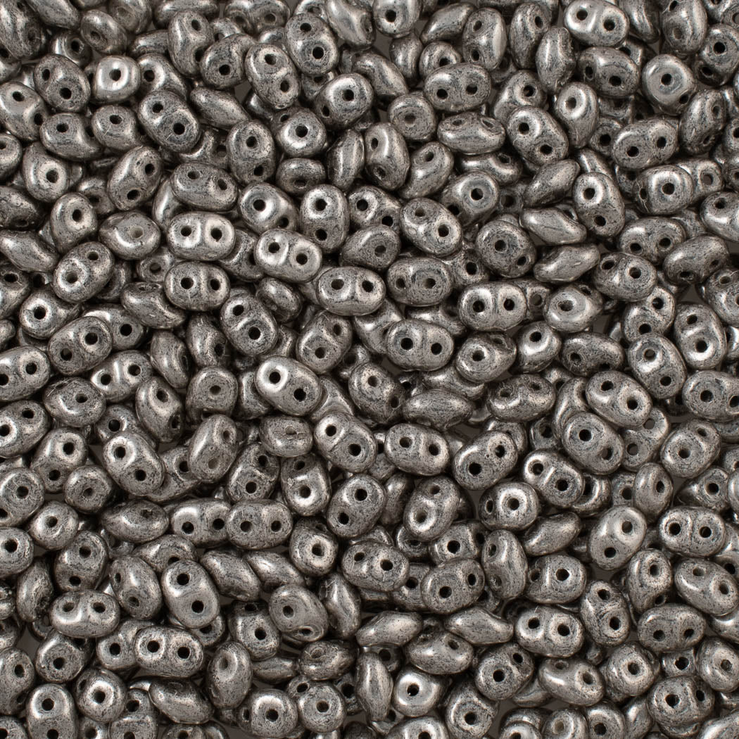 Super Duo 2x5mm Two Hole Beads Matte Antique Silver 15g (81002