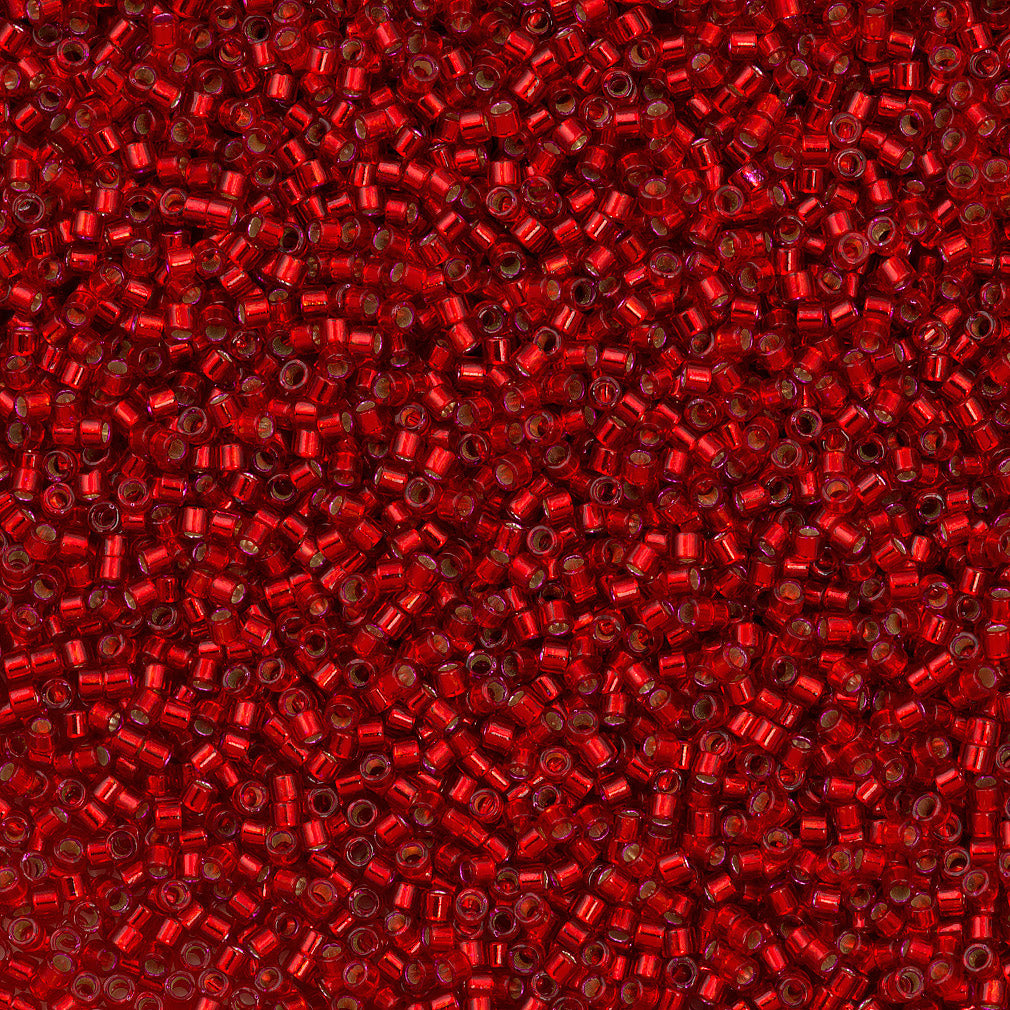 25g Miyuki Delica Seed Bead 11/0 Silver Lined Dyed Christmas Red DB602
