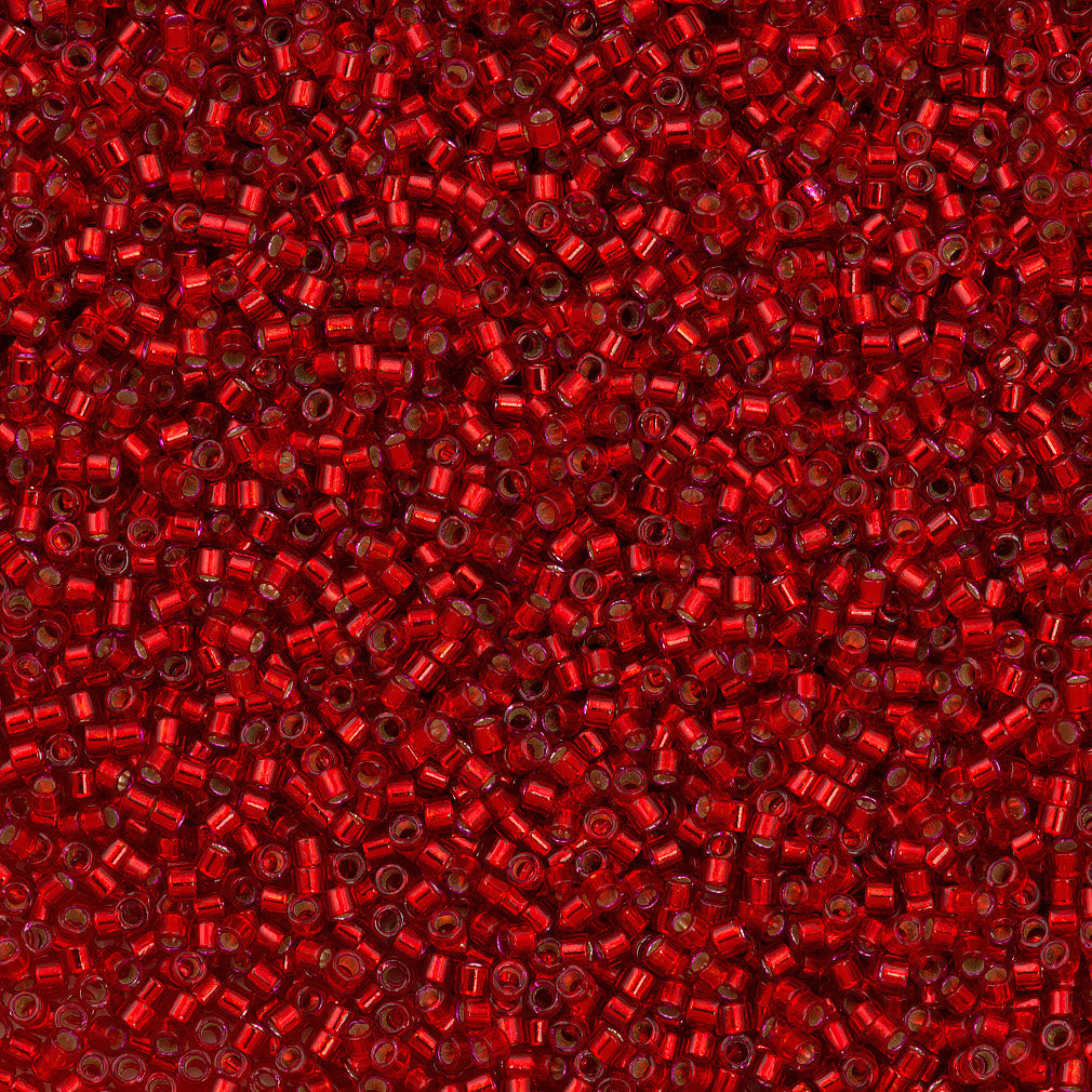 Miyuki Delica Seed Beads 11/0 Silver Lined Red DB602 7.2 Grammes