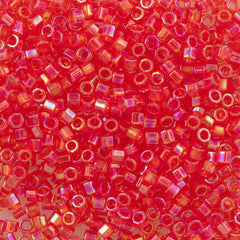 Miyuki Hex Cut Delica Seed Bead 10/0 Transparent Strawberry AB 2-inch Tube DBMC172