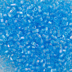 Miyuki Hex Cut Delica Seed Bead 10/0 Transparent Blue Sea AB 2-inch Tube DBMC176