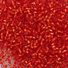 Miyuki Hex Cut Delica Seed Bead 10/0 Silver Lined Red 2-inch Tube DBMC43