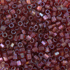 Miyuki Hex Cut Delica Seed Bead 8/0 Transparent Raspberry Luster 2-inch Tube DBLC104