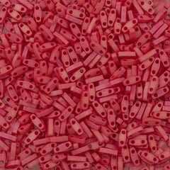 Miyuki Quarter Tila Seed Bead Opaque Matte Dark Red AB 7g Tube (408FR)