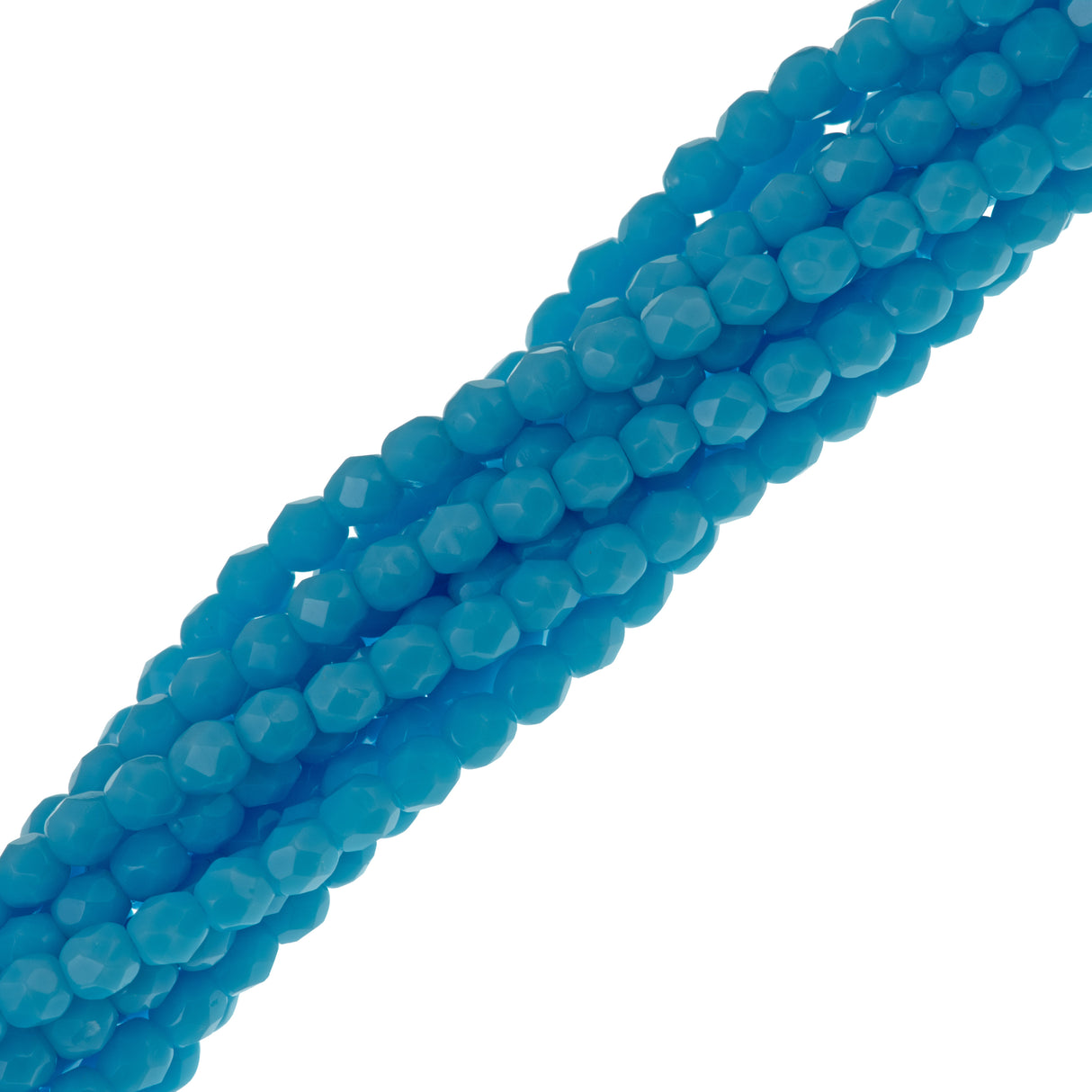 100 Czech Fire Polished 4mm Round Bead Sky Blue Coral (64020)