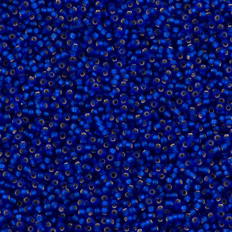 Miyuki Round Seed Bead 15/0 Matte Silver Lined Cobalt 2-inch Tube (20F)