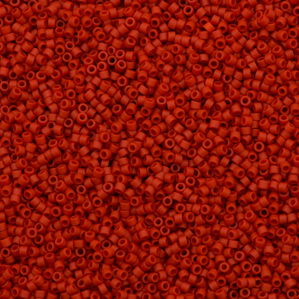 Miyuki Delica Seed Bead 11/0 Matte Opaque Dyed Red Orange 2-inch Tube DB795