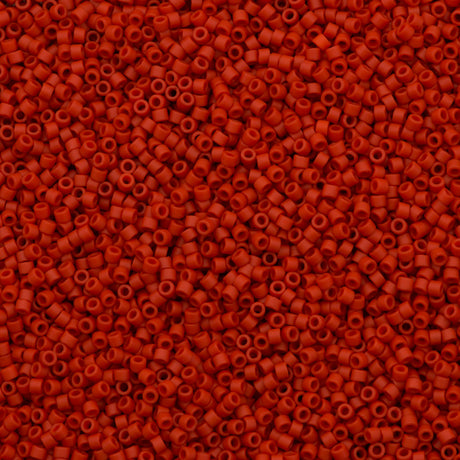 Miyuki Delica Seed Bead 11/0 Matte Opaque Dyed Red Orange 2-inch Tube DB795