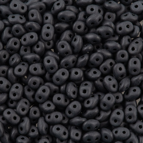Super Duo 2x5mm Two Hole Beads Matte Jet (23980M)