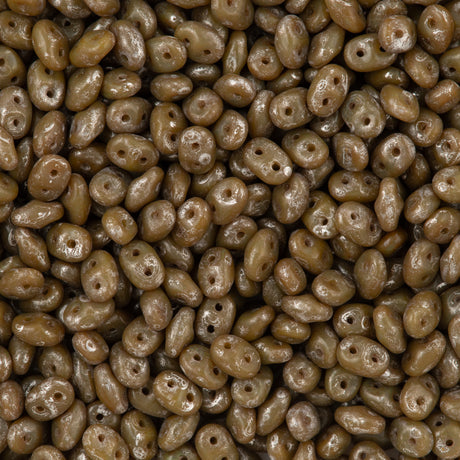 Super Duo 2x5mm Two Hole Beads Opaque Grey Picasso (43020T)