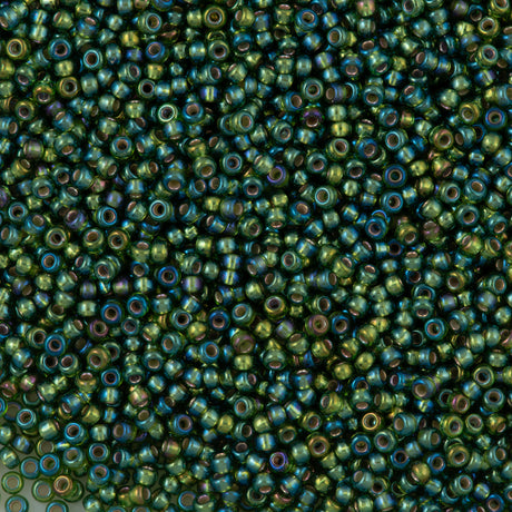 50g Miyuki Round Seed Bead 11/0 Silver Lined Olive AB (1026)
