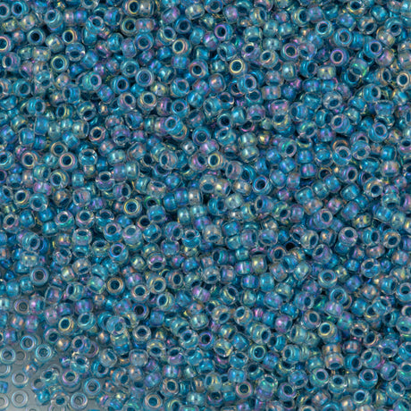 50g Miyuki Round Seed Bead 11/0 Inside Color Lined Light Blue AB (279)