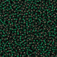 50g Miyuki Round Seed Bead 11/0 Matte Silver Lined Dark Emerald (27F)