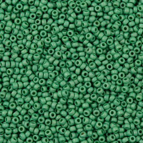 50g Miyuki Round Seed Bead 11/0 Duracoat Matte Galvanized Dark Mint Green (4214F)