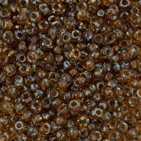 Miyuki Round Seed Bead 6/0 Transparent Saffron Picasso (4501)