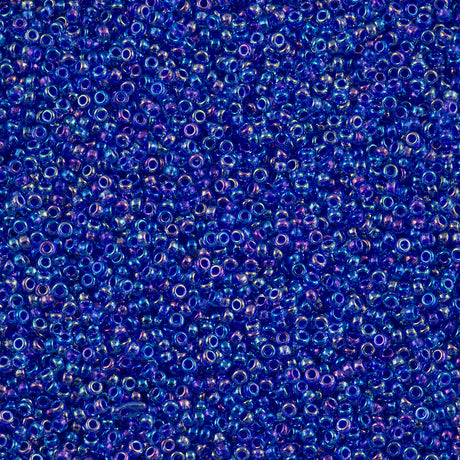 Miyuki Round Seed Bead 15/0 Cobalt Lined Aqua AB 2-inch Tube (353)