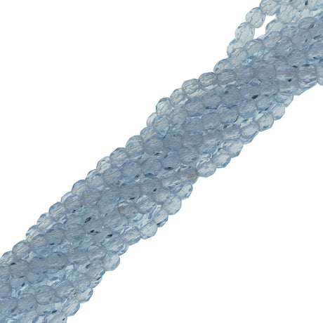 100 Czech Fire Polished 3mm Round Bead Blue Sky (30010)