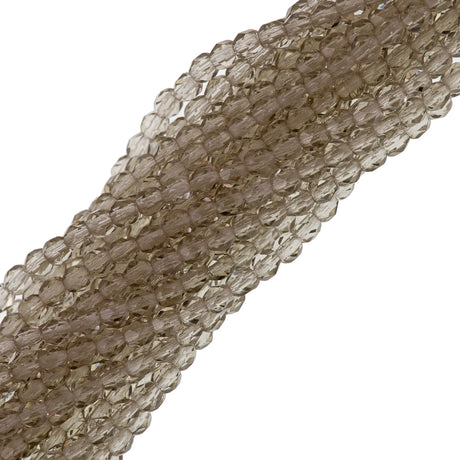100 Czech Fire Polished 3mm Round Bead Black Diamond (40010)
