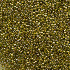 50g Toho Round Seed Bead 8/0 Gold Color Lined Peridot (991)