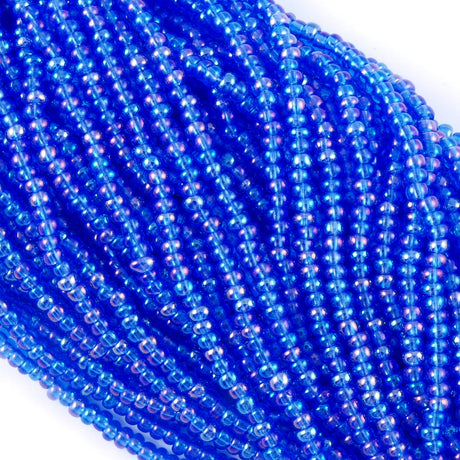 Czech Seed Bead Transparent Sapphire AB 1/2 Hank 8/0 (31050)