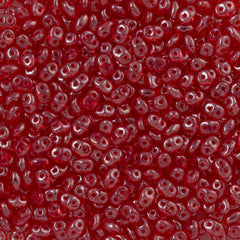 Super Duo 2x5mm Two Hole Beads Siam Ruby White Luster (90080WL)