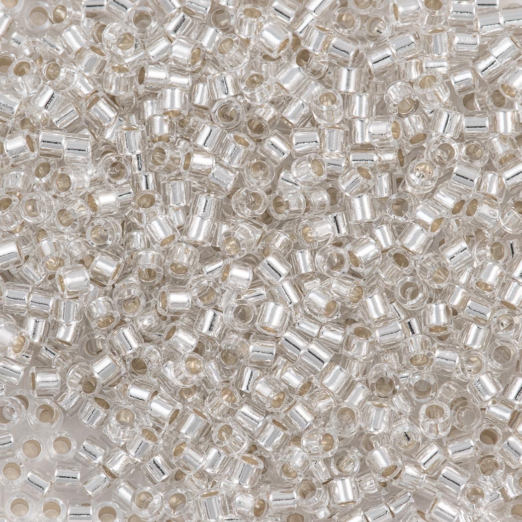 25g Miyuki Delica Seed Bead 11/0 Silver Lined Crystal DB41 – Aura