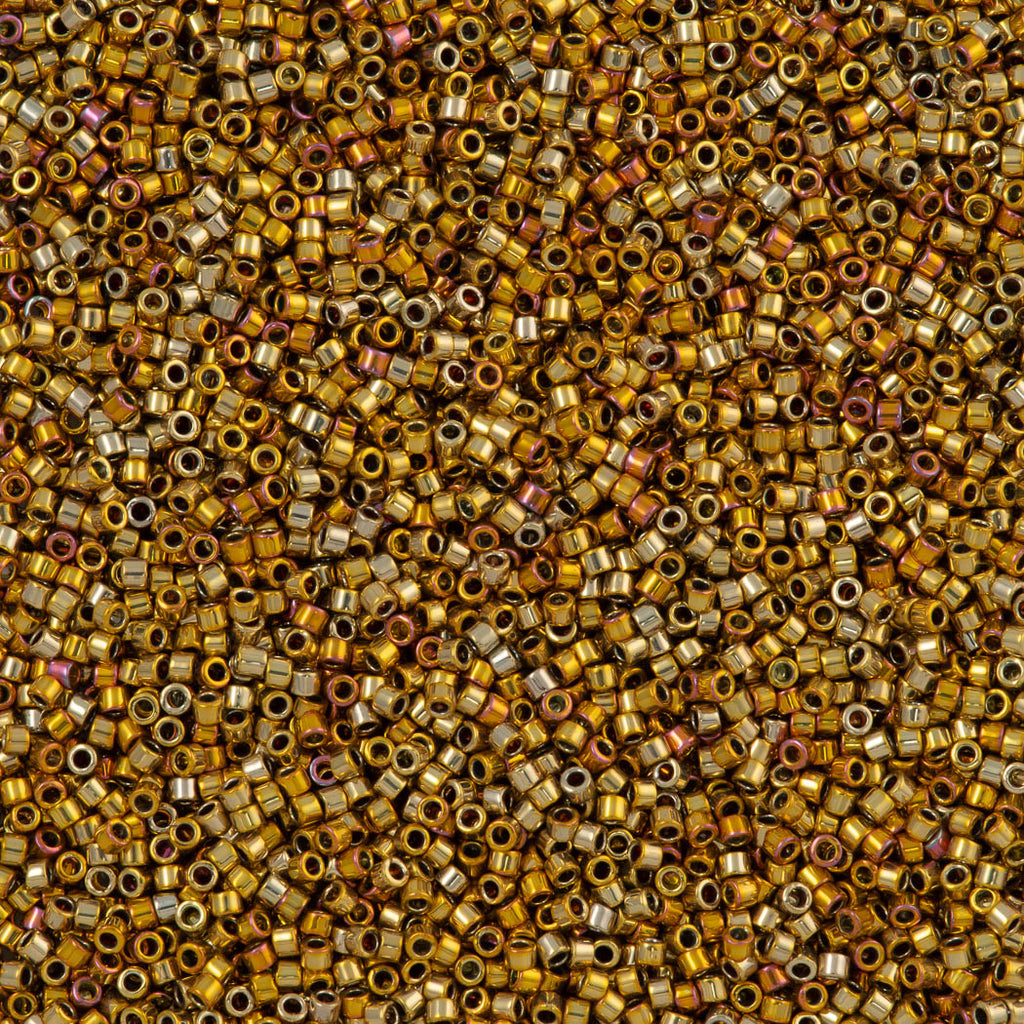 25g Miyuki Delica Seed Bead 11/0 24kt Gold Plated Rose AB DB501