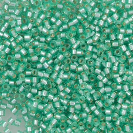 25G Miyuki Delica Seed Bead 11/0 Silver Lined Dyed Mint Green DB691