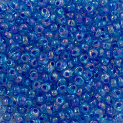 Miyuki 4mm Magatama Seed Bead Green Inside Color Lined Blue 23g Tube (31)