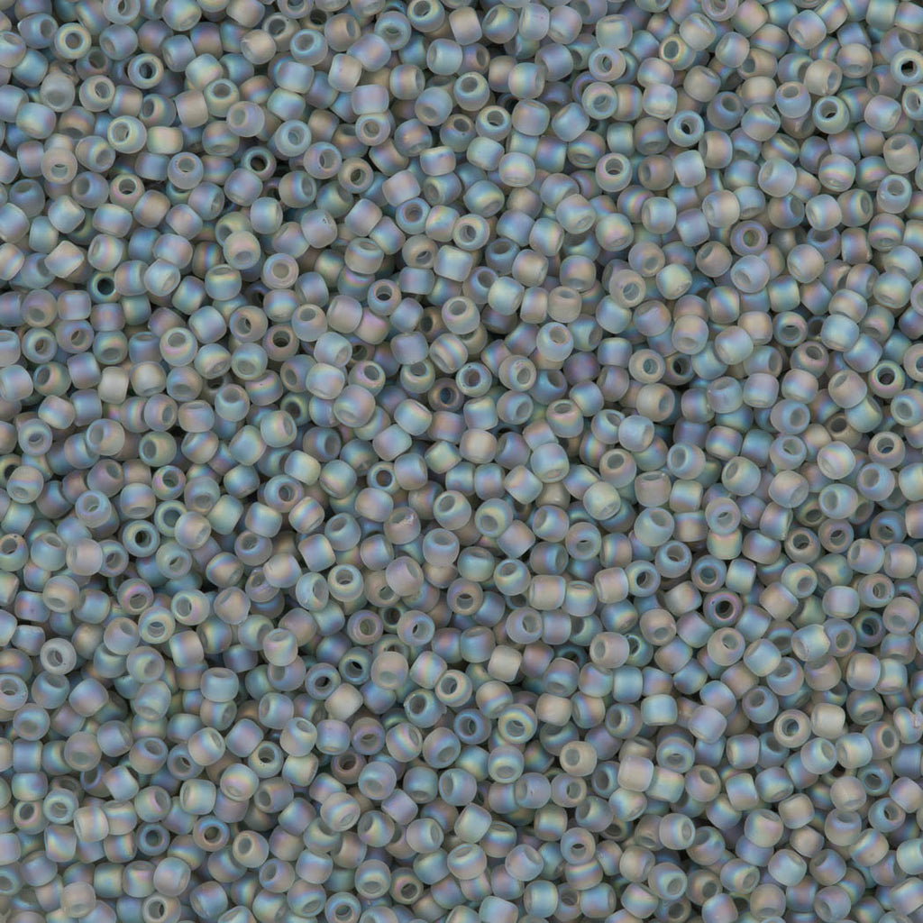 50g Toho Round Seed Bead 11/0 Transparent Matte Light Gray AB (176F)