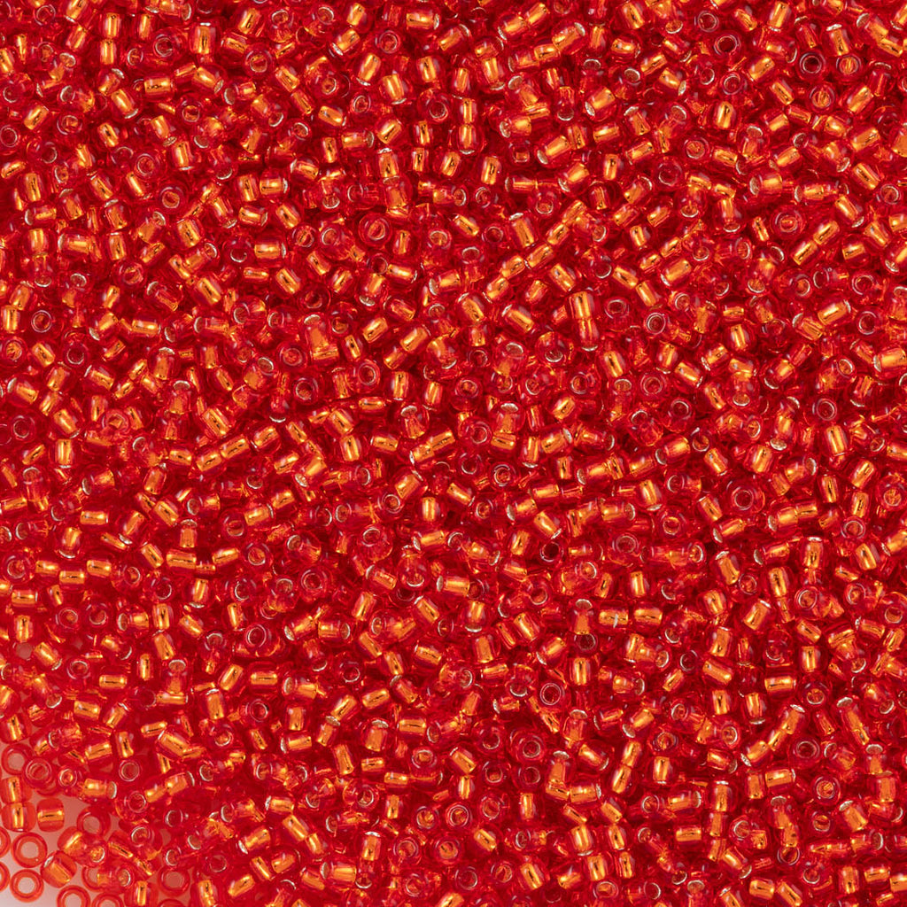 50g Toho Round Seed Bead 11/0 Silver Lined Light Siam Ruby (25)