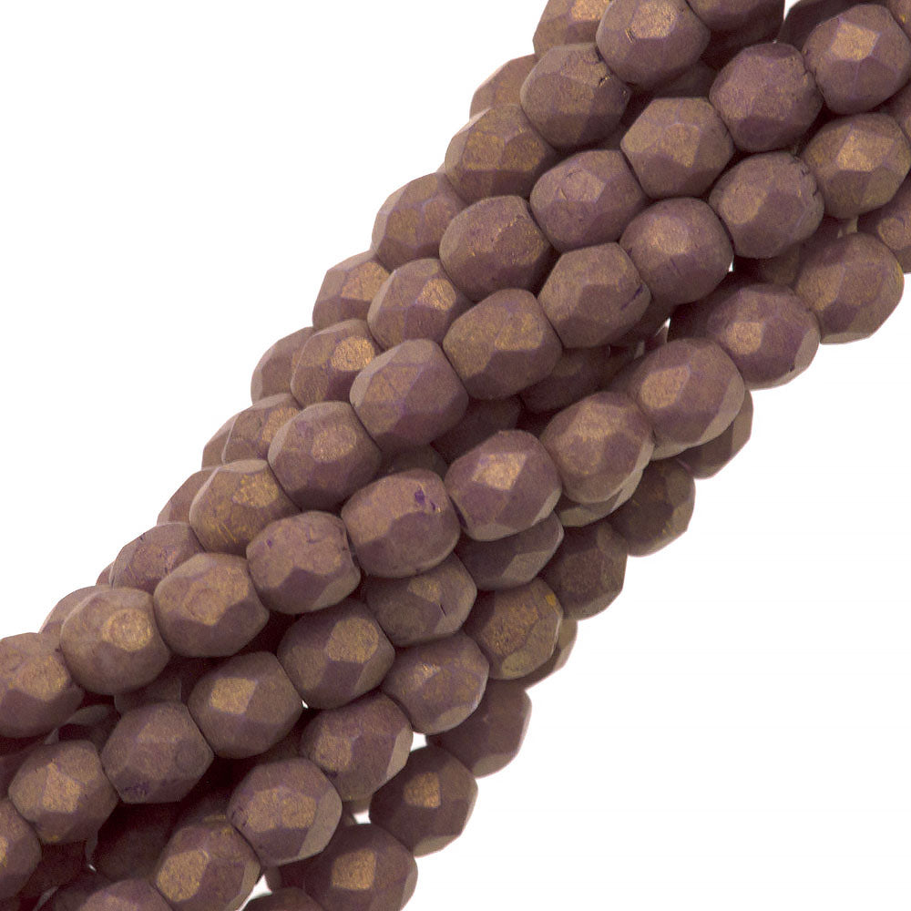 100 Czech Fire Polished 3mm Round Bead Pacifica Fig (10080PS)