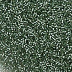 Miyuki Delica Seed Bead 11/0 Semi Matte Silver Lined Dyed Color Green 2-inch Tube DB689