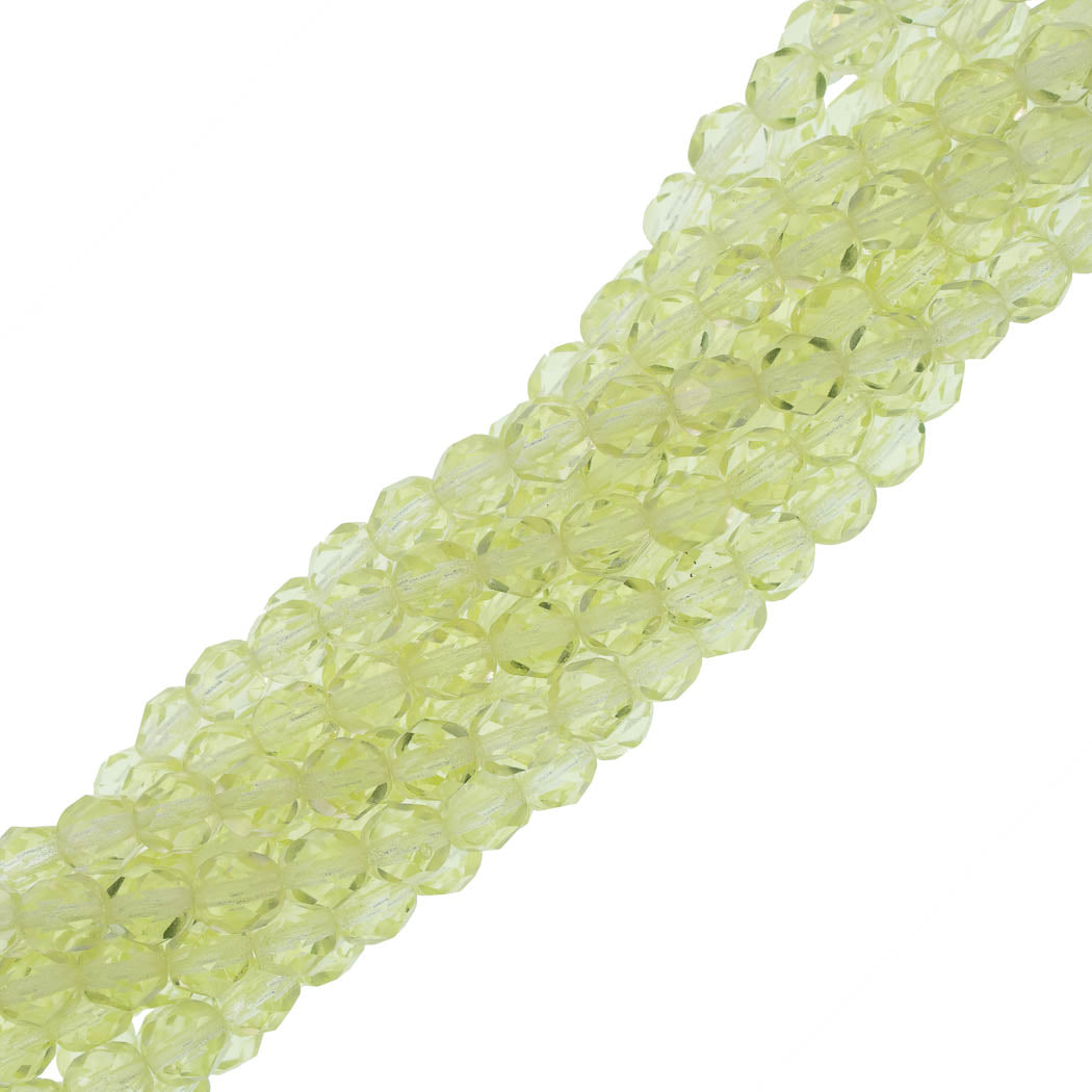 50 Czech Fire Polished 6mm Round Bead Jonquil (80130)