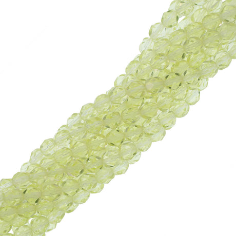 50 Czech Fire Polished 6mm Round Bead Jonquil (80130)