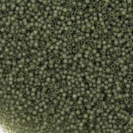 Miyuki Delica Seed Bead 11/0 Matte Glazed Luster Transparent Dark Olive  2-inch Tube DB2404