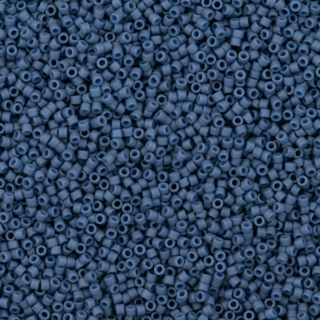 Miyuki Delica Seed Bead 11/0 Matte Glazed Luster Opaque Steel Blue  2-inch Tube DB2408