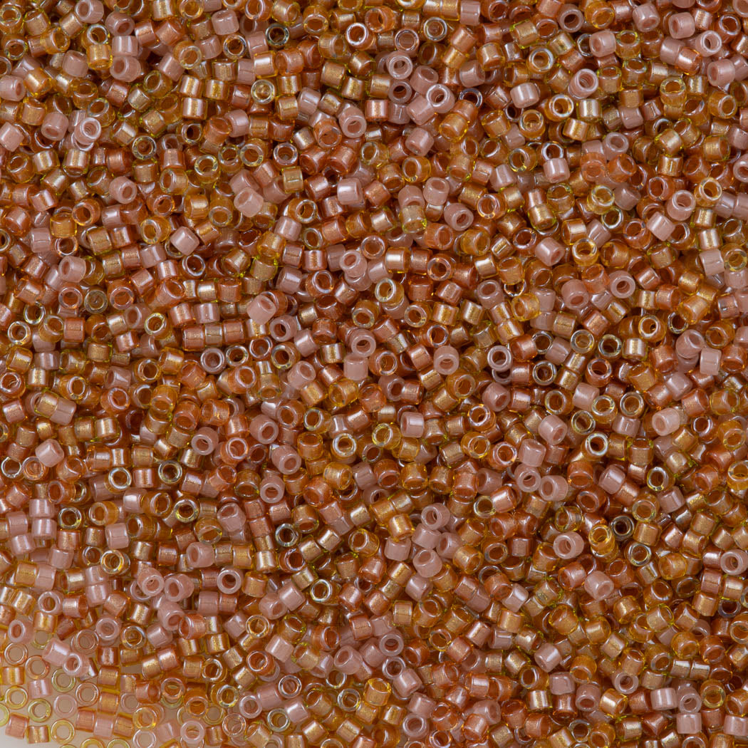 Miyuki Delica Seed Bead 11/0 Inside Color Lined Golden Peach Mix  2-inch Tube DB987