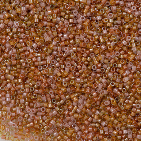 Miyuki Delica Seed Bead 11/0 Inside Color Lined Golden Peach Mix  2-inch Tube DB987